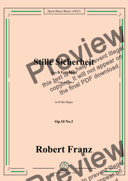 page one of Franz-Stille Sicherheit,in D flat Major,Op.10 No.2