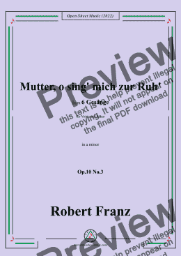 page one of Franz-Mutter,o sing' mich zur Ruh',in a minor,Op.10 No.3