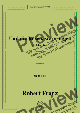 page one of Franz-Und die Rosen,sie prangen,in c minor,Op.10 No.5