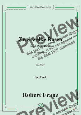 page one of Franz-Zwei welke Rosen,in A Major,Op.13 No.1