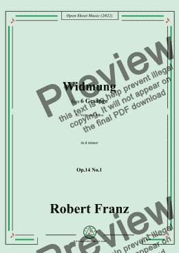 page one of Franz-Widmung,in d minor,Op.14 No.1