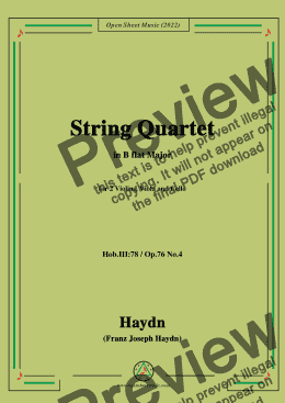 page one of Haydn-String Quartet,in B flat Major,Hob.III 78