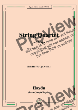 page one of Haydn- String Quartet,in G Major,Hob.III 75