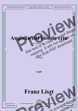 page one of Liszt-Angiolin dal biondo crin,S.269,in A Major