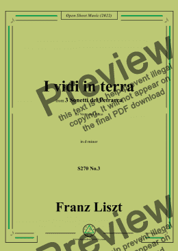 page one of Liszt-I vidi in terra,S270 No.3,in d minor,for Voice and Piano