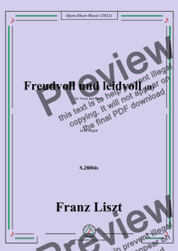 page one of Liszt-Freudvoll und leidvoll II,S.280bis,in E Major,for Voice and Piano