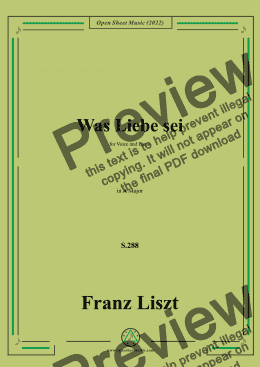 page one of Liszt-Was Liebe sei,S.288,in A Major,for Voice and Piano