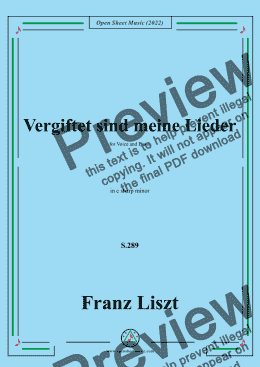 page one of Liszt-Vergiftet sind meine Lieder,S.289,in c sharp minor