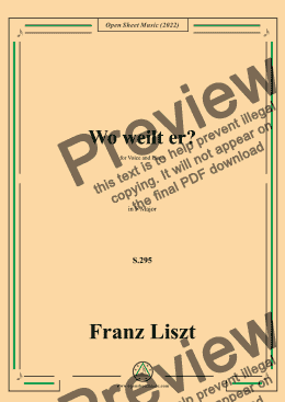 page one of Liszt-Wo weilt er?,S.295,in F Major,for Voice and Piano