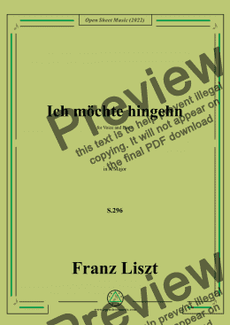 page one of Liszt-Ich möchte hingehn,S.296,in A Major,for Voice and Piano