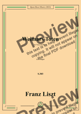 page one of Liszt-Weimars Toten,S.303,in E Major,for Voice and Piano