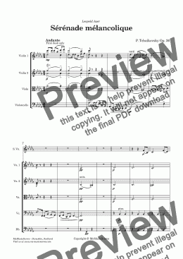 page one of Tchaikovsky Serenade Melancolique  Op. 26 for Violin and String Orchestra