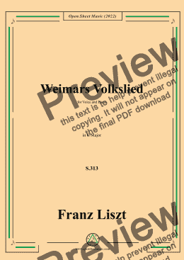 page one of Liszt-Weimars Volkslied,S.313,in C Major,for Voice and Piano 