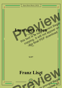 page one of Liszt-Lasst mich ruhen,S.317,in E Major,for Voice and Piano 