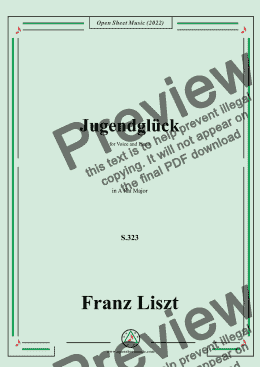 page one of Liszt-Jugendglück,S.323,in A flat Major,for Voice and Piano