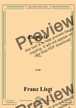 page one of Liszt-La perla,S.326,in A Major,for Voice and Piano 