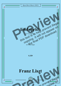 page one of Liszt-Und sprich,S.329,in D flat Major,for Voice and Piano