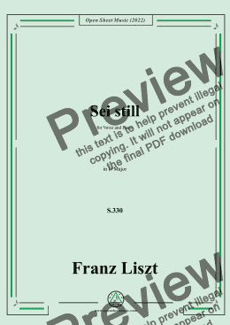 page one of Liszt-Sei still,S.330,in D Major,for Voice and Piano