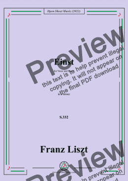 page one of Liszt-Einst,S.332,in e minor,for Voice and Piano 