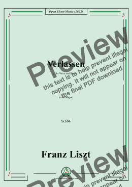 page one of Liszt-Verlassen(Mir ist die Welt so freudenleer),S.336,in F Major