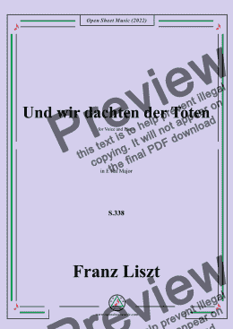 page one of Liszt-Und wir dachten der Toten,S.338,in E flat Major