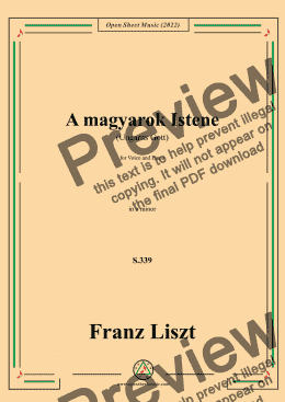 page one of Liszt-A magyarok Istene(Ungarns Gott),S.339,in a minor