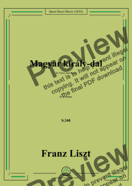 page one of Liszt-Magyar kiraly-dal,S.340,in e minor,for Voice and Piano