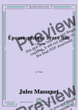 page one of Massenet-Épouse quelque brave fille,in C Major,from Manon