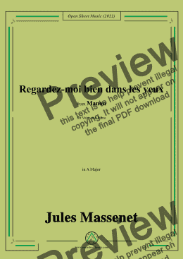 page one of Massenet-Regardez-moi bien dans les yeux,in A Major,from Manon