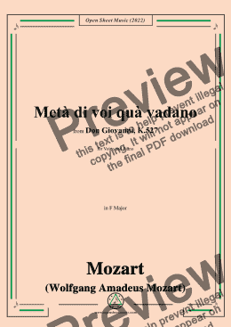 page one of Mozart-Meta di voi qua vadano,in F Major