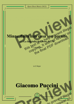 page one of Puccini-Minne,dalla mia casa son partito,in E Major