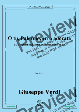 page one of Verdi-O tu,Palermo,erra adorata,in C Major