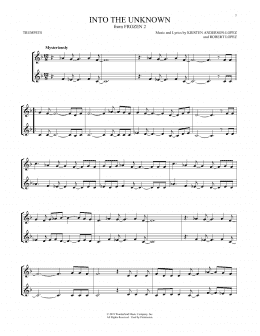 page one of Into The Unknown (from Frozen 2) (Trumpet Duet)