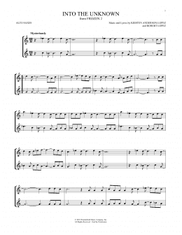 page one of Into The Unknown (from Frozen 2) (Alto Sax Duet)