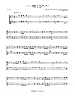 page one of Into The Unknown (from Frozen 2) (Flute Duet)