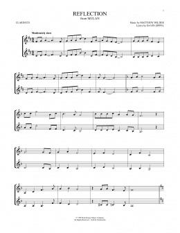 page one of Reflection (from Mulan) (Clarinet Duet)