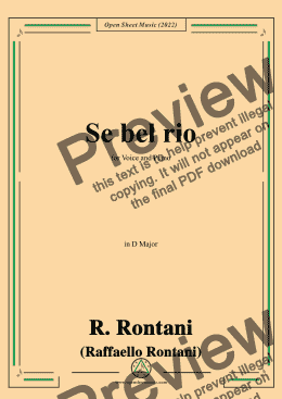 page one of R. Rontani-Se bel rio,in D Major,for Voice and Piano