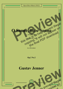 page one of Jenner-O Sonne,liebe Sonne,in a flat minor,Op.2 No.2