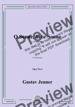 page one of Jenner-O Sonne,liebe Sonne,in b flat minor,Op.2 No.2 