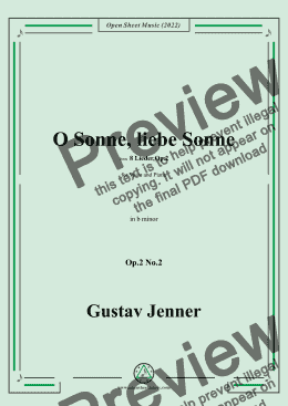 page one of Jenner-O Sonne,liebe Sonne,in b minor,Op.2 No.2