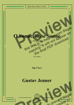 page one of Jenner-O Sonne,liebe Sonne,in e minor,Op.2 No.2 