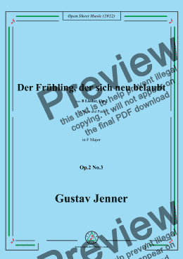 page one of Jenner-Der Frühling,der sich neu belaubt,in F Major,Op.2 No.3