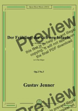 page one of Jenner-Der Frühling,der sich neu belaubt,in G flat Major,Op.2 No.3