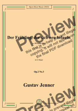 page one of Jenner-Der Frühling,der sich neu belaubt,in G Major,Op.2 No.3 