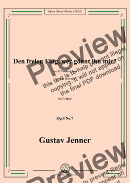 page one of Jenner-Den freien Flug,wer gönnt ihn mir?,in D Major,Op.4 No.7