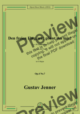 page one of Jenner-Den freien Flug,wer gönnt ihn mir?,in E Major,Op.4 No.7