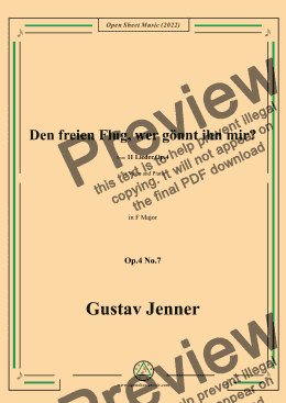 page one of Jenner-Den freien Flug,wer gönnt ihn mir?,in F Major,Op.4 No.7