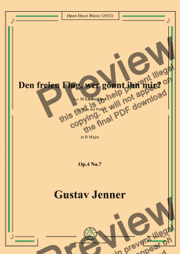 page one of Jenner-Den freien Flug,wer gönnt ihn mir?,in B Major,Op.4 No.7