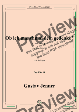 page one of Jenner-Ob ich manchmal dein gedenke?,in A flat Major,Op.4 No.11