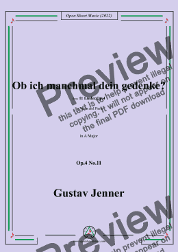 page one of Jenner-Ob ich manchmal dein gedenke?,in A Major,Op.4 No.11